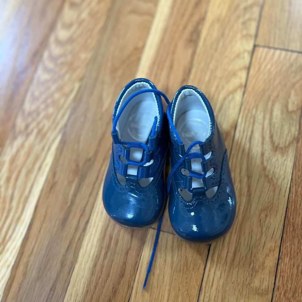 Glossy Blue Baby Walker Shoes